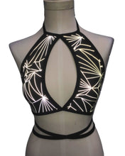 Load image into Gallery viewer, REFRACTION | REFLECTIVE | Keyhole Halter Top, Women&#39;s Festival Top, Rave Top