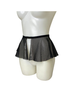 BLACK DARK STARR | Black Fishnet Ultra Mini Buckle Skirt