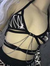 Load image into Gallery viewer, REFRACTION | REFLECTIVE | Chain Cage Top, Festival Top, Rave Top with Chains