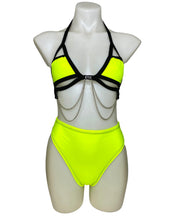 Load image into Gallery viewer, YELLOW BASIC B*TCH | Cage Top + High Waist High Cut Bottoms + Face Mask + Gloves