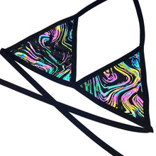 Load image into Gallery viewer, OIL SPILL | REFLECTIVE | Triangle Top, Women&#39;s Festival Top, Rave Top