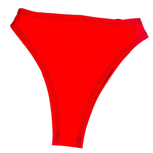 RED BASIC B*TCH | High Waisted High Cut Bottoms, Festival Bottoms, Rave Bottoms, Red Rave Outfit