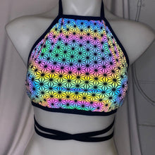Load image into Gallery viewer, SACRED GEO | REFLECTIVE | Halter Top, Women&#39;s Festival Top, Rave Top