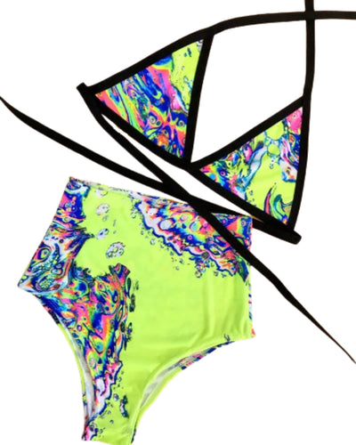 ACID SLAP | Triangle Top + High Waisted Bottoms, Women's Festival Outfit, Rave Set