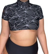 Load image into Gallery viewer, REFRACTION | REFLECTIVE | Crop Turtle Neck, Women&#39;s Festival Top, Rave Top