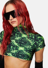 Load image into Gallery viewer, CYBER GRID | Crop Turtle Neck, Women&#39;s Festival Top, Rave Top