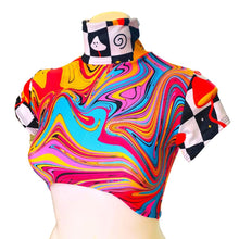 Load image into Gallery viewer, MIDNIGHT SWIRL | Crop Turtle Neck, Women&#39;s Festival Top, Rave Top