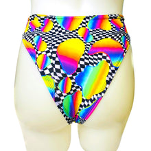 Load image into Gallery viewer, RETRO RAVE | High Waisted High Cut Chain Bottoms wit cut out, Festival Bottoms, Rave Bottoms, Black Rave Outfit