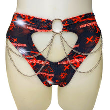 Load image into Gallery viewer, HEADBANGER | High Waisted High Cut Chain Bottoms wit cut out, Festival Bottoms, Rave Bottoms, Black Rave Outfit