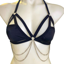 Load image into Gallery viewer, BLACK | Strappy Chain Cage Top, Festival Top, Rave Top with Chains