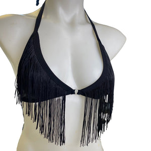 BLACK | Fringe Triangle Top, Women's Festival Top, Rave Top