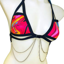 Load image into Gallery viewer, MIDNIGHT SWIRL | Chain Cage Top, Festival Top, Rave Top with Chains