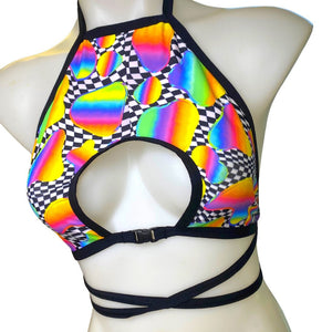 RETRO RAVE | Cut Out Buckle Halter Top, Women's Festival Top, Rave Top