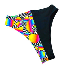 Load image into Gallery viewer, RETRO RAVE | Split High Waisted High Cut Bottoms, Festival Bottoms, Rave Bottoms, Black Rave Outfit