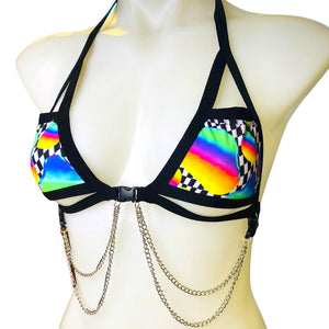 RETRO RAVE | Chain Cage Top, Festival Top, Rave Top with Chains