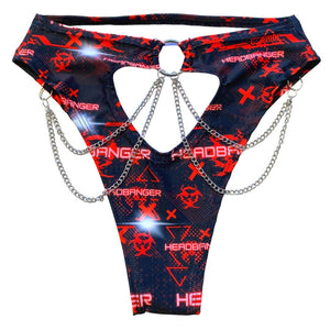 HEADBANGER | High Waisted High Cut Chain Bottoms wit cut out, Festival Bottoms, Rave Bottoms, Black Rave Outfit
