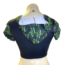 Load image into Gallery viewer, GREEN TECHNO | Crop Top with Hood Women&#39;s Festival Top, Rave Top