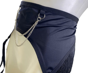BLACK | Leg Wrap Garter Belt With fringe and chains