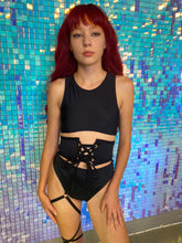 Load image into Gallery viewer, BLACK | Underboob Sporty Crop Top, Women&#39;s Festival Top, Rave Top