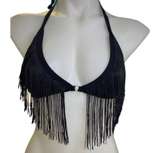 Load image into Gallery viewer, BLACK | Fringe Triangle Top, Women&#39;s Festival Top, Rave Top