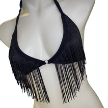 Load image into Gallery viewer, BLACK | Fringe Triangle Top, Women&#39;s Festival Top, Rave Top