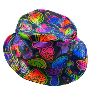 NEON MUSHROOM | Bucket Hat | UV Reactive | Rave Hippie Hat