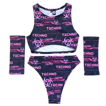 Load image into Gallery viewer, PINK TECHNO | High Waisted High Cut Bottoms, Festival Bottoms, Rave Bottoms, Black Rave Outfit
