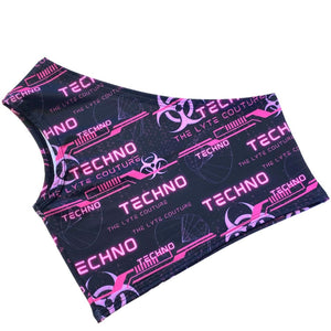 PINK TECHNO | One Shoulder Top, Women's Festival Top, Rave Top