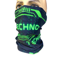 Load image into Gallery viewer, GREEN TECHNO | Dust Mask, Rave Mask, Festival Mask, Gaiter