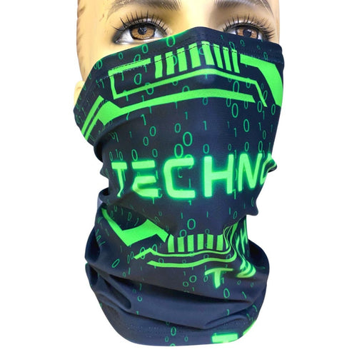 GREEN TECHNO | Dust Mask, Rave Mask, Festival Mask, Gaiter