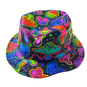 NEON MUSHROOM | Bucket Hat | UV Reactive | Rave Hippie Hat