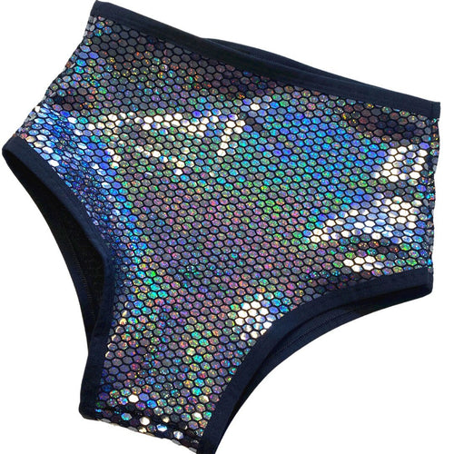 DISCO QUEEN | Black Holo | High Waisted Bottoms, Festival Bottoms, Rave Bottoms, Sparkle Rave Outfit