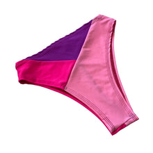 Load image into Gallery viewer, TRI COLOR | Pink | Ready to Ship | High Waisted High Cut Bottoms, Festival Bottoms, Rave Bottoms, Rainbow Rave Outfit