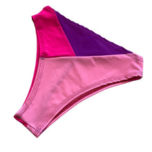 Load image into Gallery viewer, TRI COLOR | Pink | Ready to Ship | High Waisted High Cut Bottoms, Festival Bottoms, Rave Bottoms, Rainbow Rave Outfit