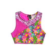 Load image into Gallery viewer, TRI COLOR|Happy Daisy | Ready To Ship | Limited Edition Sporty Crop Top, Women&#39;s Festival Top, Rave Top