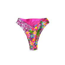 Load image into Gallery viewer, TRI COLOR | Happy Daisy | Ready to Ship | High Waisted High Cut Bottoms, Festival Bottoms, Rave Bottoms, Rainbow Rave Outfit