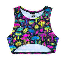 Load image into Gallery viewer, ELECTRIC MUSHROOM | Underboob Sporty Crop Top, Women&#39;s Festival Top, Rave Top