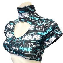 Load image into Gallery viewer, HOUSE MUSIC | Underboob Mock Neck Cut Out Crop Top, Women&#39;s Festival Top, Rave Top