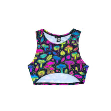 Load image into Gallery viewer, ELECTRIC MUSHROOM | Underboob Sporty Crop Top, Women&#39;s Festival Top, Rave Top