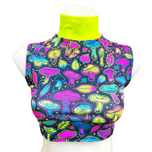 Load image into Gallery viewer, ELECTRIC MUSHROOM | Underboob Mock Neck Crop Top Sleeveless , Women&#39;s Festival Top, Rave Top