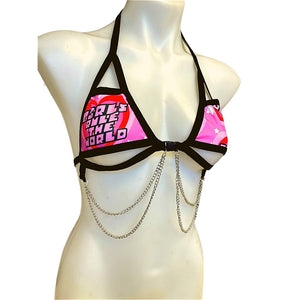 GIRLS RULE | Chain Cage Top, Festival Top, Rave Top with Chains