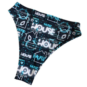 HOUSE MUSIC | High Waisted High Cut Bottoms, Festival Bottoms, Rave Bottoms, Black Rave Outfit