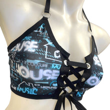 Load image into Gallery viewer, HOUSE MUSIC | Front Tie Crop Top, Women&#39;s Festival Top, Rave Top