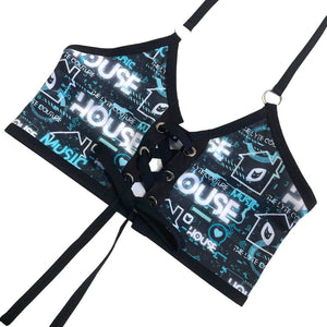 HOUSE MUSIC | Front Tie Crop Top, Women's Festival Top, Rave Top