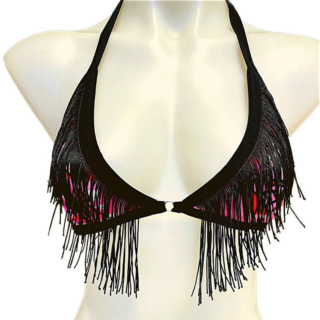 GIRLS RULE | Fringe Triangle Top, Women's Festival Top, Rave Top