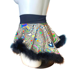 Load image into Gallery viewer, LUCID DREAMS | High Low Circle Skirt, Rave Skirt, Festival Bottom with Fluff Trim