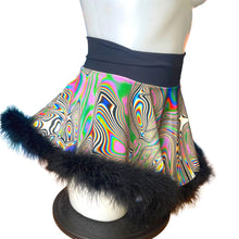 Load image into Gallery viewer, LUCID DREAMS | High Low Circle Skirt, Rave Skirt, Festival Bottom with Fluff Trim