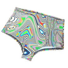 Load image into Gallery viewer, LUCID DREAMS | High Waisted Bottoms Boy Short Cut , Festival Bottoms, Rave Bottoms, Black Rave Outfit