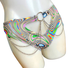 Load image into Gallery viewer, LUCID DREAMS | High Waisted High Cut Chain Bottoms wit cut out, Festival Bottoms, Rave Bottoms, Rave Outfit