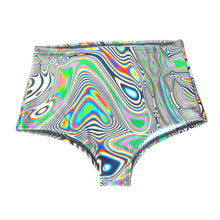 Load image into Gallery viewer, LUCID DREAMS | High Waisted Bottoms Boy Short Cut , Festival Bottoms, Rave Bottoms, Black Rave Outfit